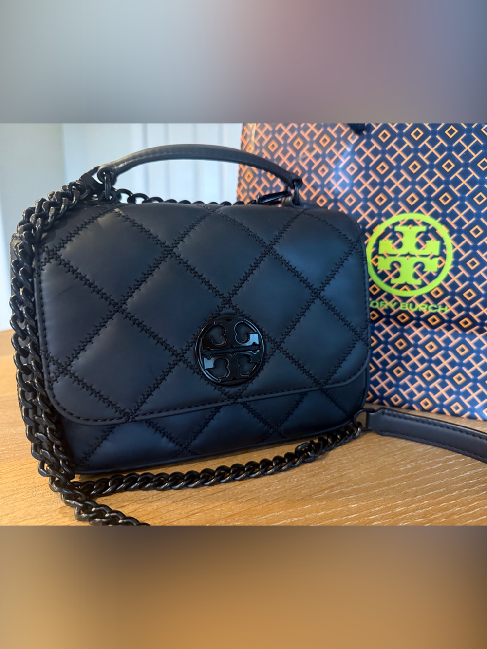 Tory Burch Willa Matte Mini Top Handle Crossbody Bag Black
